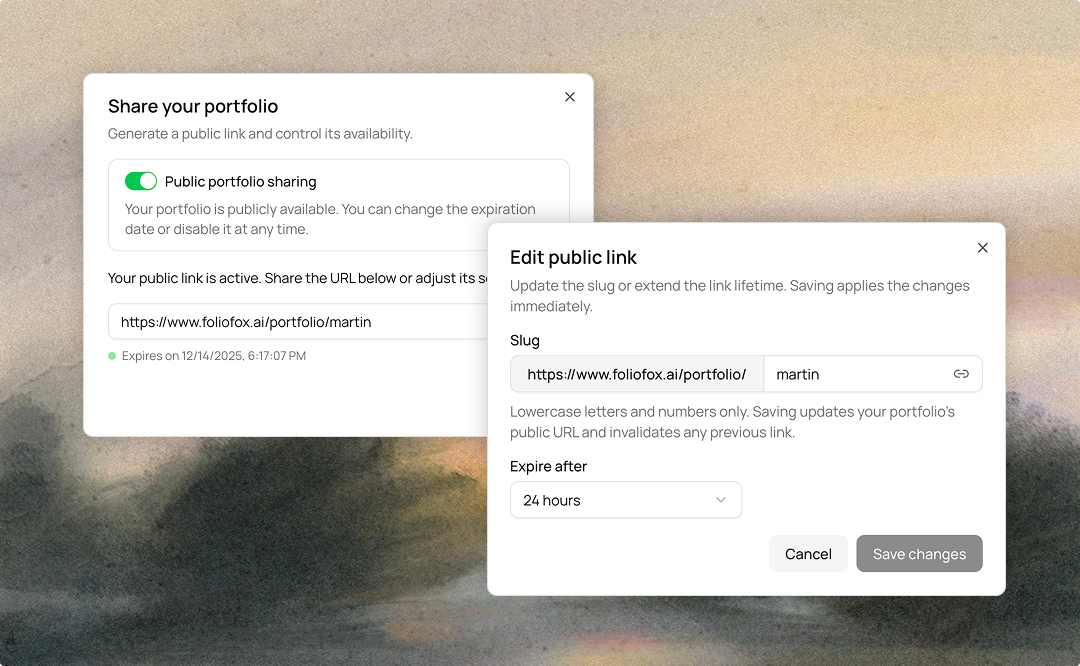 Shareable Portfolio Links (Public Sharing)